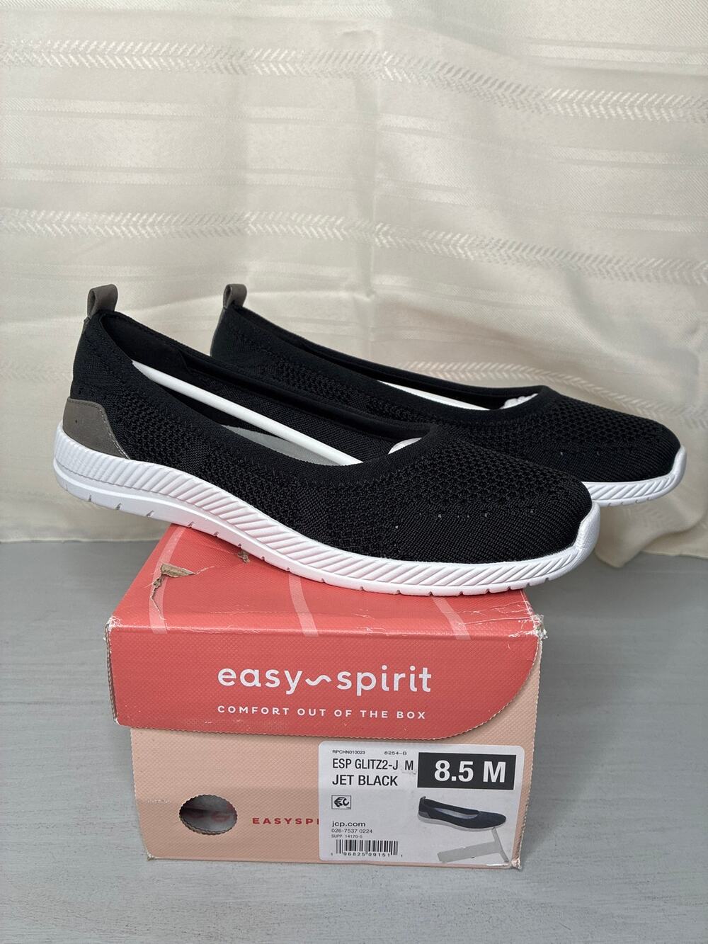 Easy Spirit Glitz Slip On Walking Shoes Jet Black Size 8.5M